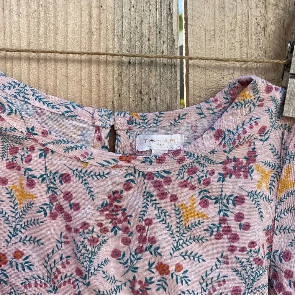 Tahari toddler girl long sleeves Floral shirt size T3